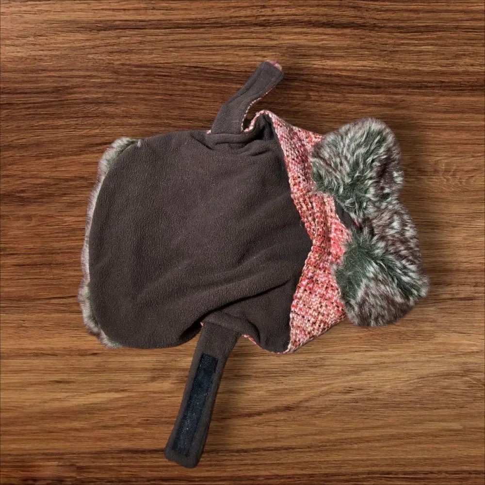 East Side Collection Red Tweed and Faux Fur Doggie Coat